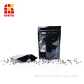 Sort aluminium 16oz ziplock kaffeposer med ventil